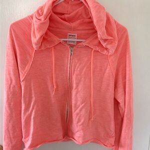 PINK Victoria’s Secret Coral Pink Zip Up Hoodie XS Cropped Lightweight Cute